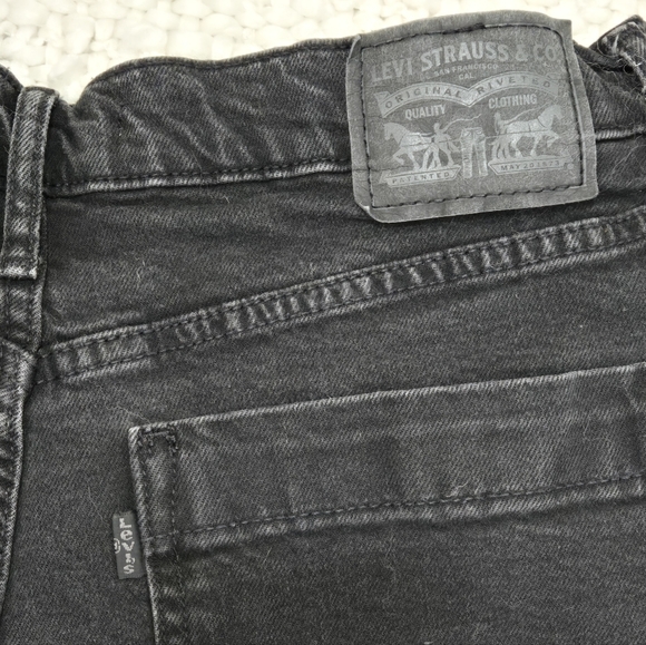 Levi's Mile High Cropped Wide Leg Jeans Black Wash High Rise Button Fly Size 31 - Picture 9 of 16